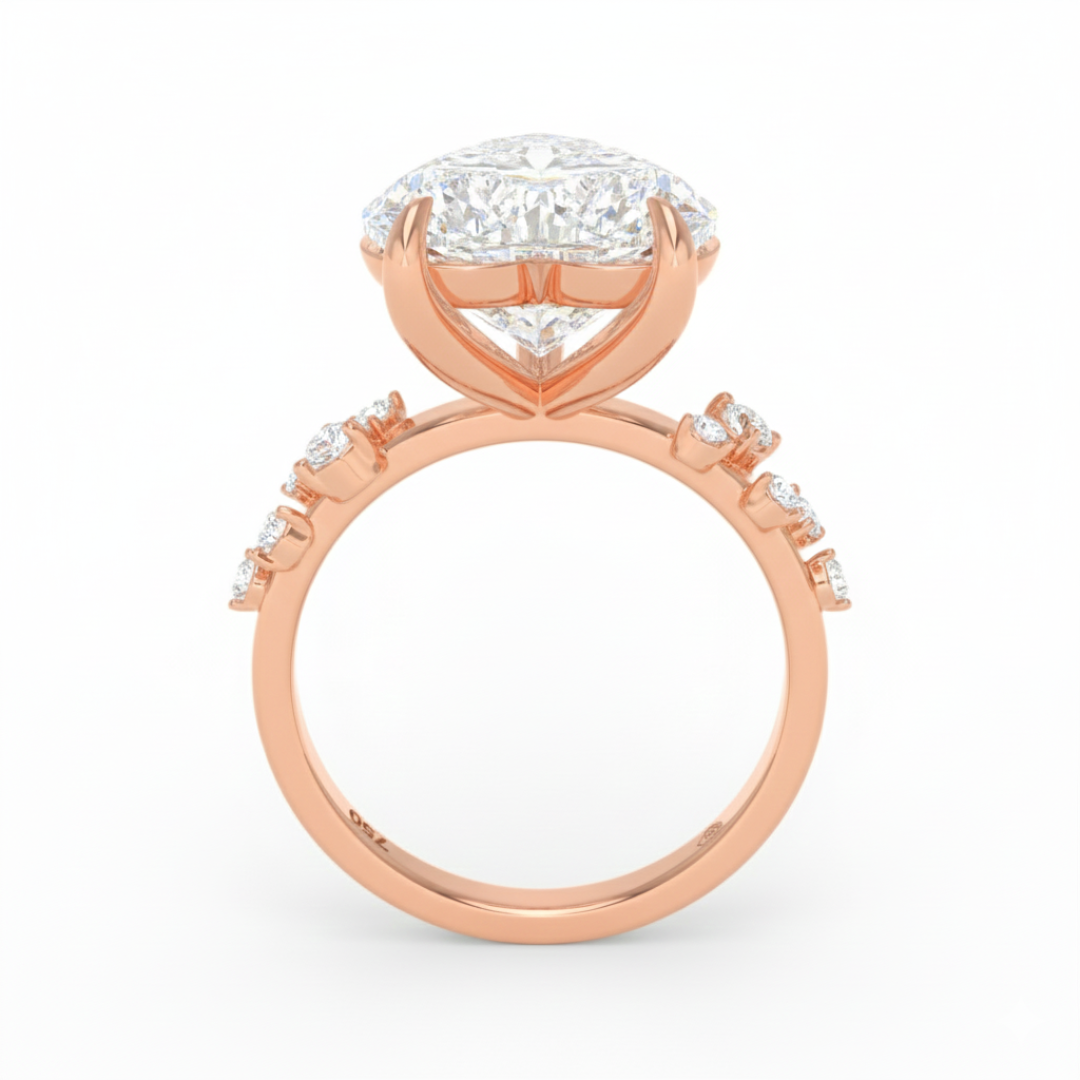 Layla Heart Cut Diamond Engagement Ring with Diamond Accent Band