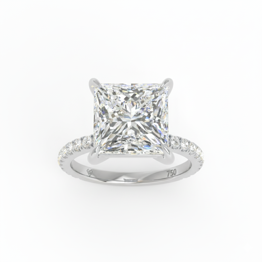 Abigail Princess With Diamond Band Engagement Ring