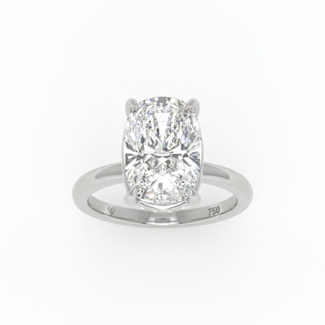 Léa Cushion Cut Diamond With Hidden Halo Engagement Ring