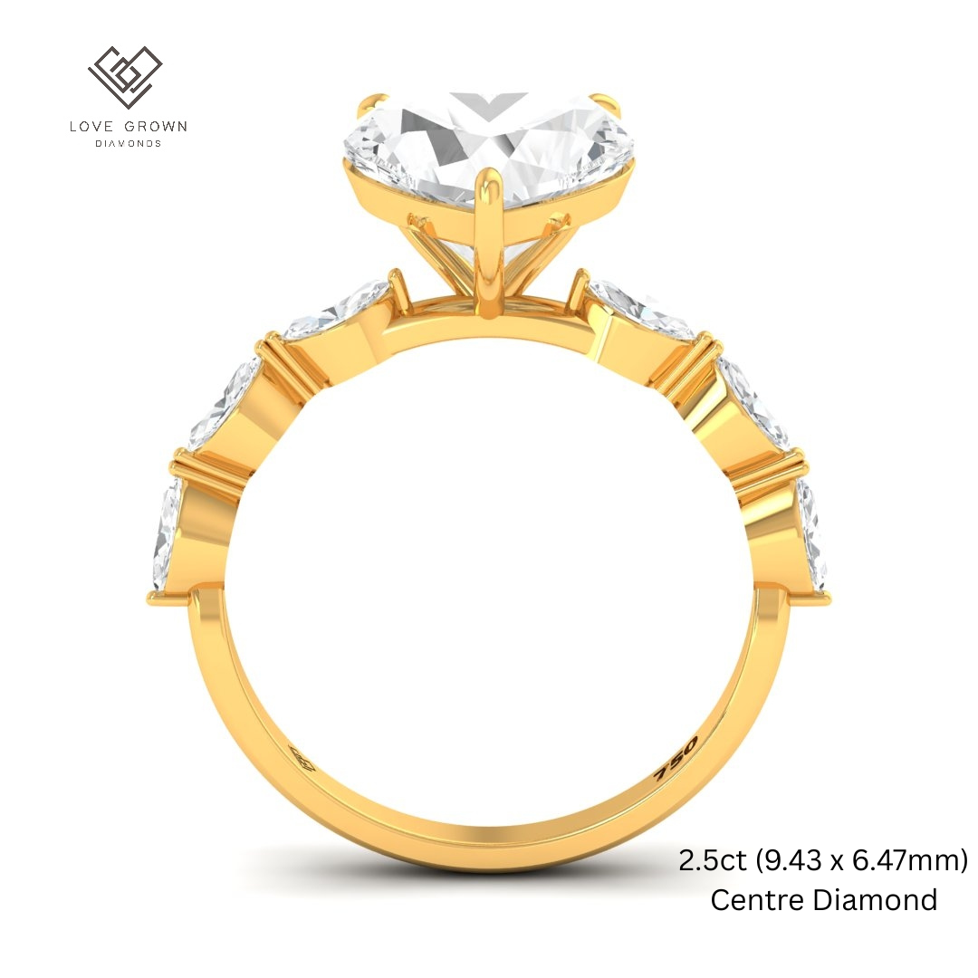 Kasandra Heart Cut Diamond Engagement RIng With A Marquise Cut Diamond Band