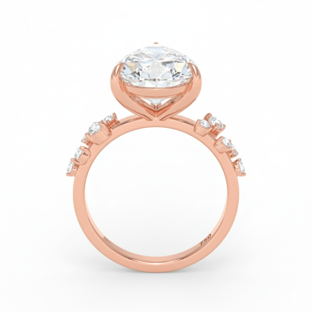 Layla Pear Cut Diamond Engagement Ring With Diamond Accent Band