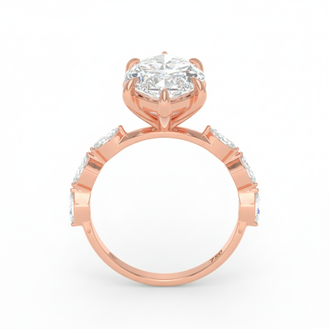 Kasandra Marquise Cut Diamond Engagement Ring With A Marquise Cut Diamond Band