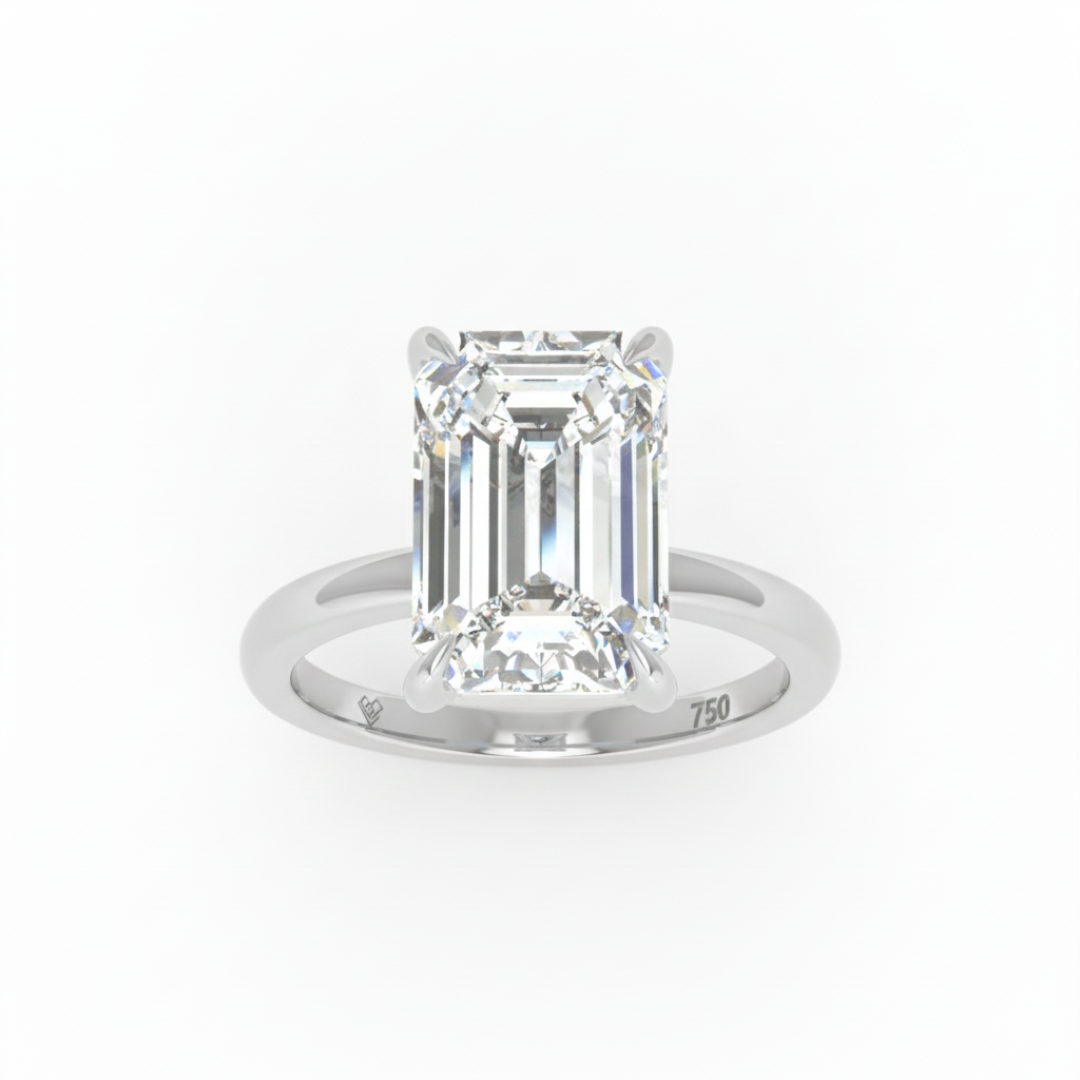 Noémie Solitaire Emerald Cut With Diamond Engagement Ring