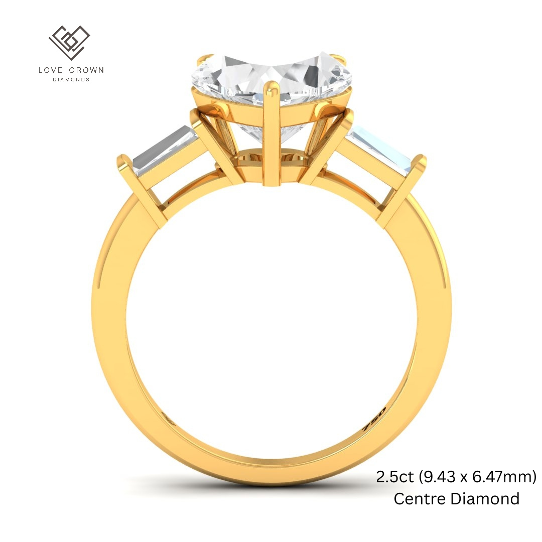 Mary Heart Cut Diamond Engagement Ring with Tapering Baguettes Cut Side Diamonds