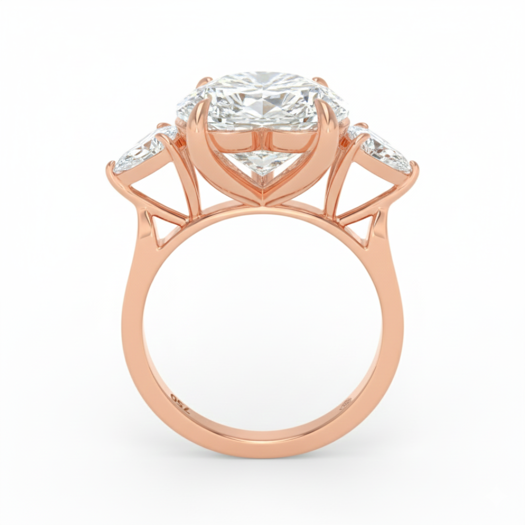 Sofia Heart Cut Diamond Engagement Ring With A Pear Cut Side Diamonds