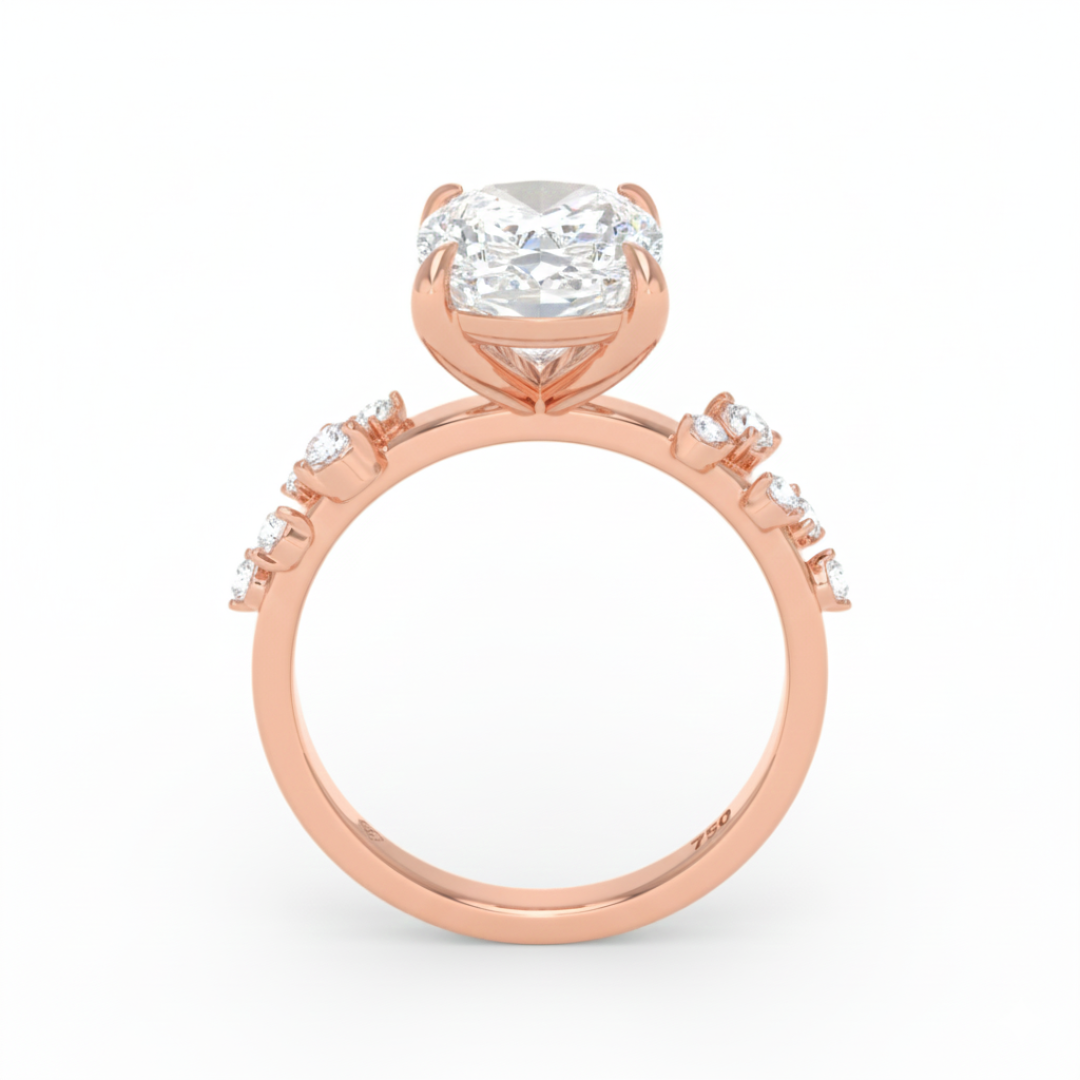 Layla Cushion Diamond Engagement Ring With Diamond Accent Band