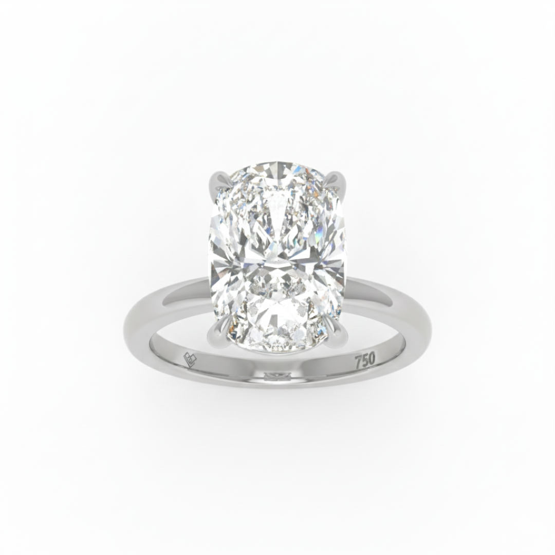 Noémie Solitaire Cushion Cut With Diamond Engagement Ring