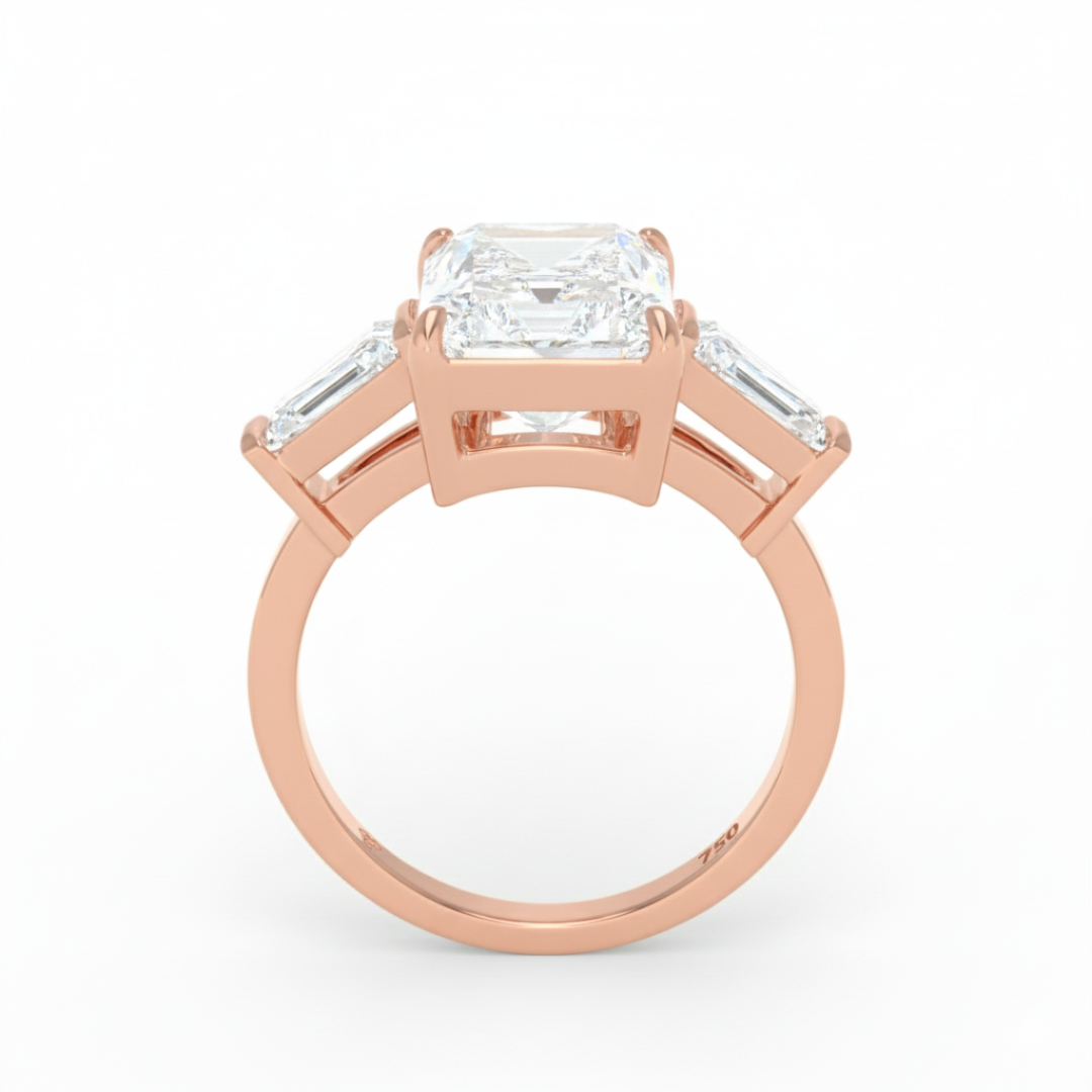 Mary Radiant Cut Diamond Engagement Ring With Tapering Baguettes Cut Side Diamonds