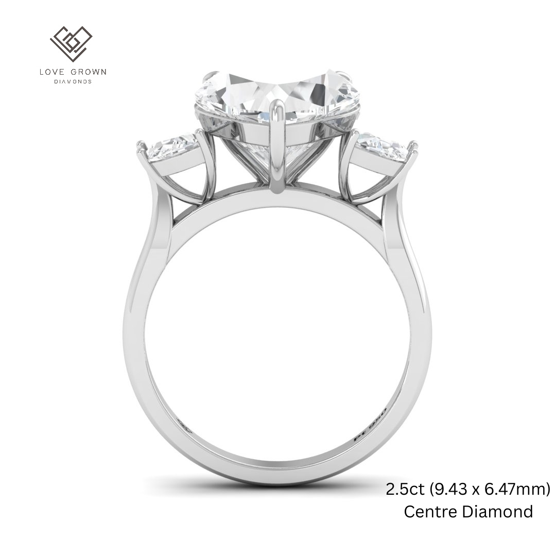 Kamala Heart Cut Diamond Engagement Ring with Half Moon Cut Side Diamonds