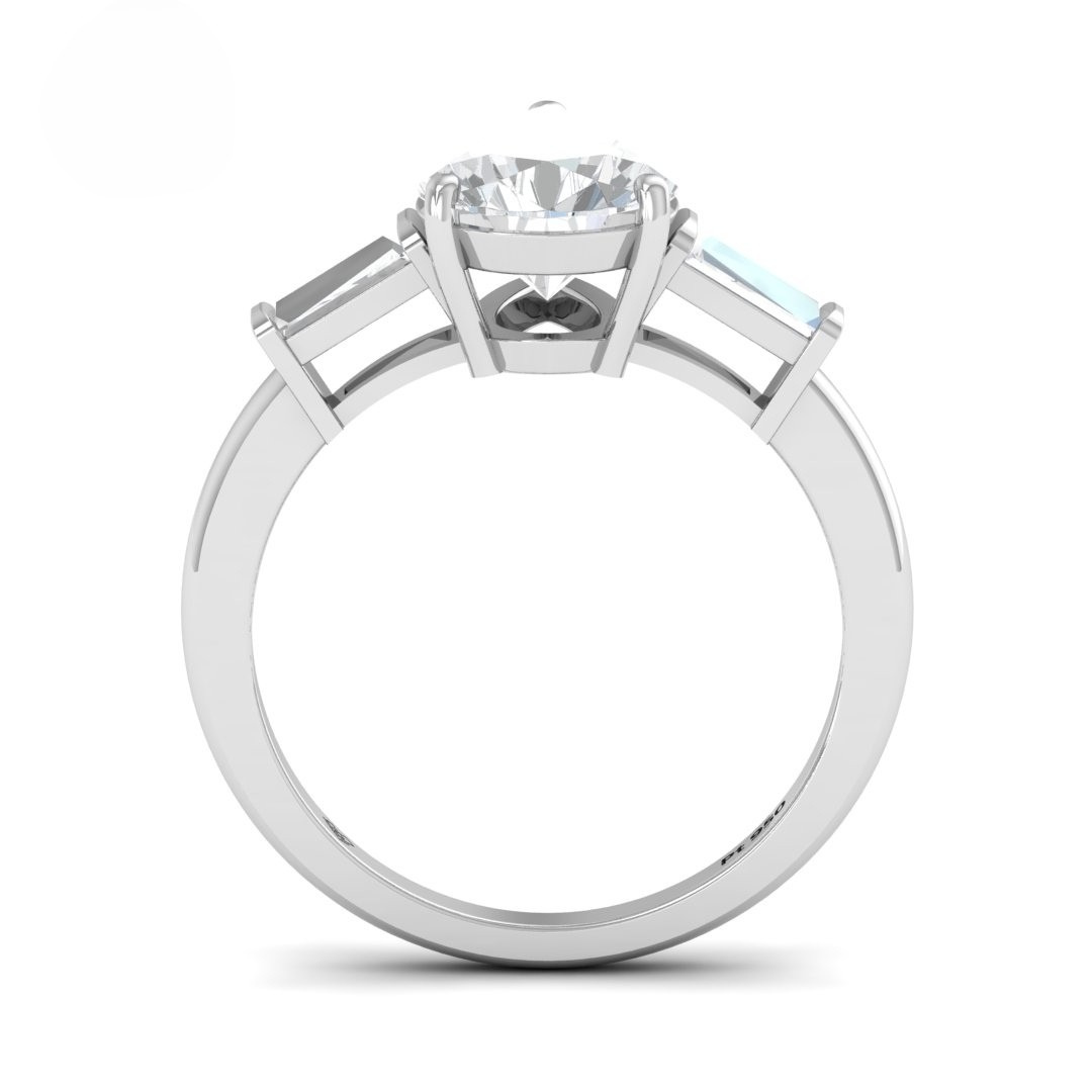 Mary Pear Cut Diamond Engagement Ring With Tapering Baguettes Cut Side Diamonds