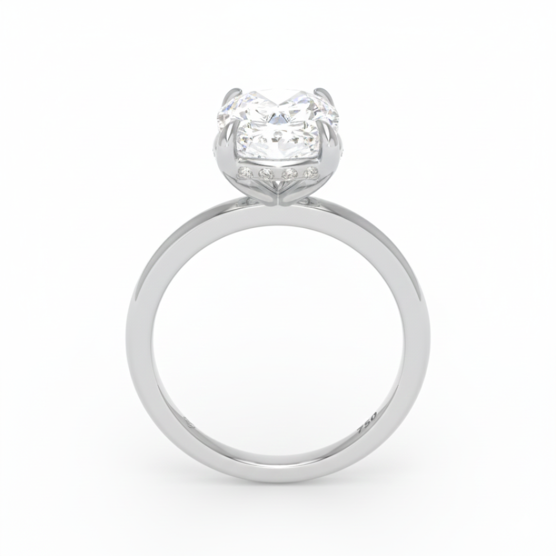 Léa Cushion Cut Diamond With Hidden Halo Engagement Ring