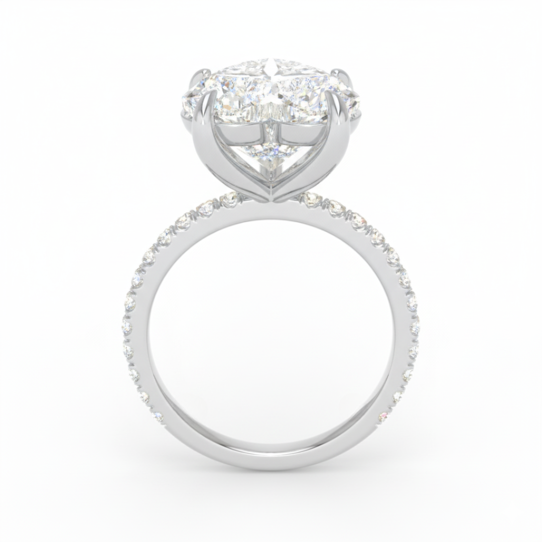 Abigail Heart With Diamond Band Engagement Ring