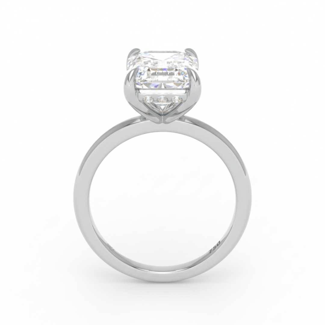 Léa Emerald Cut Diamond With Hidden Halo Engagement Ring