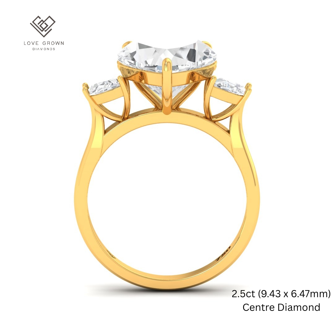 Kamala Heart Cut Diamond Engagement Ring with Half Moon Cut Side Diamonds