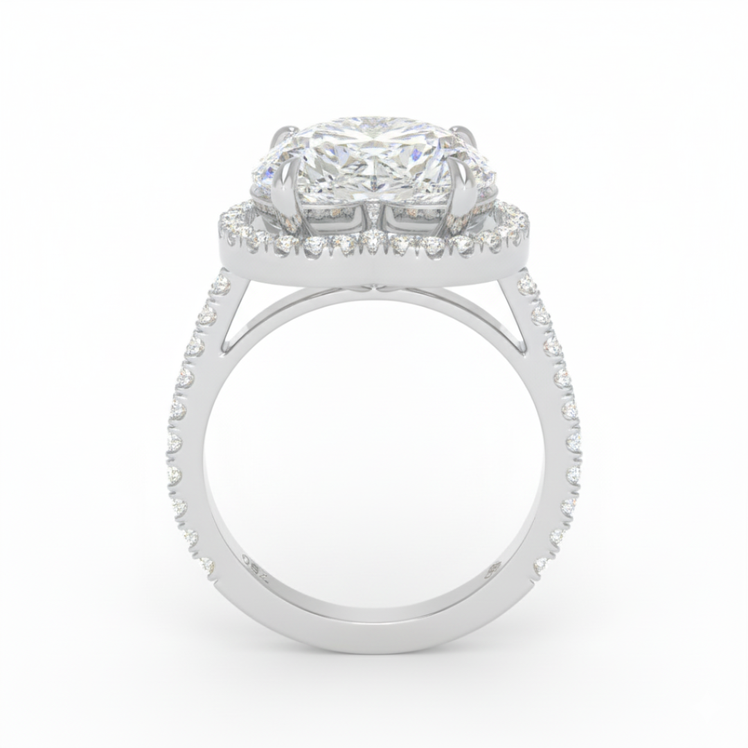 Bella Heart Cut Diamond Engagement Ring with Diamond Halo & Diamond Band