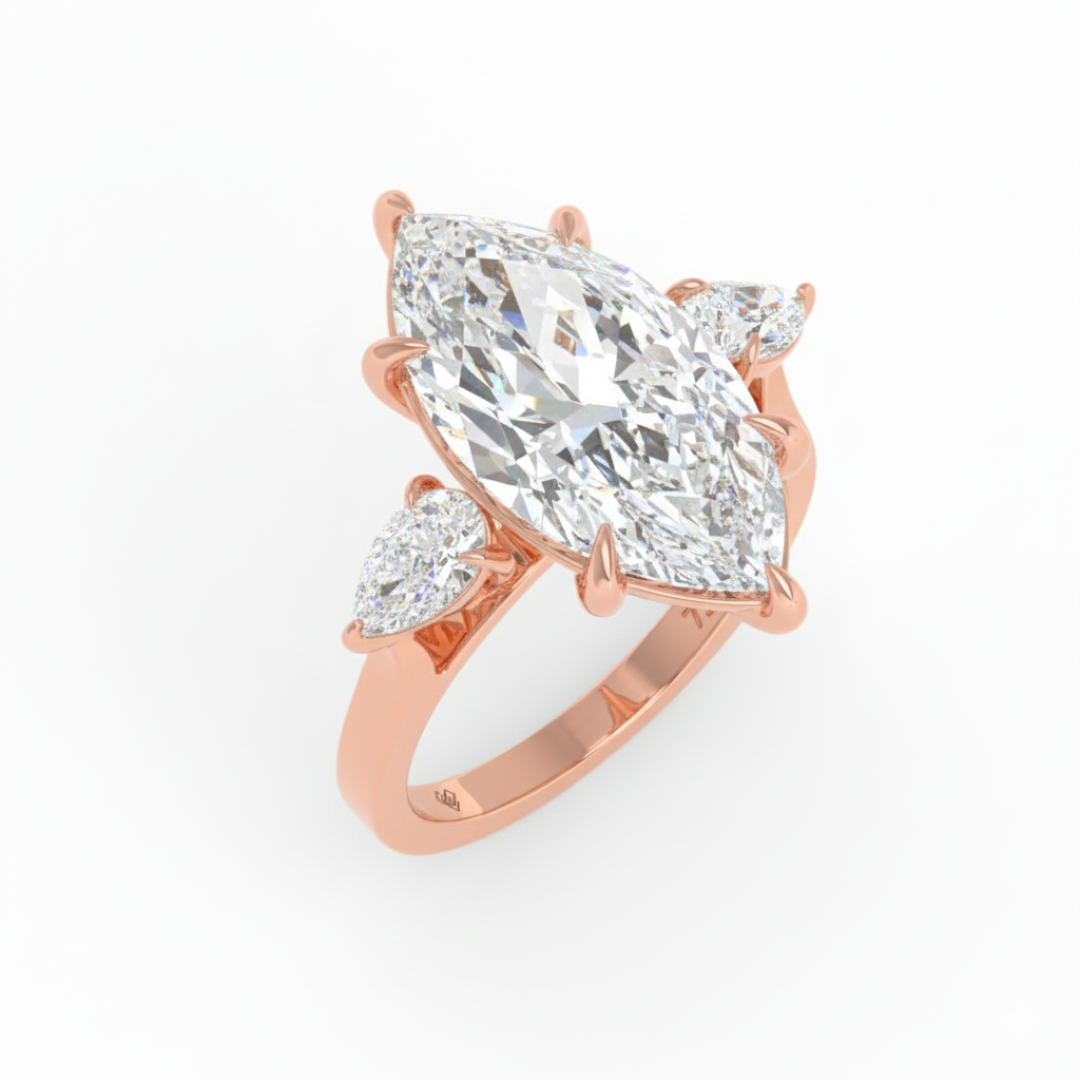 Sofia Marquise Cut Diamond Engagement Ring with Pear Cut Side Diamonds