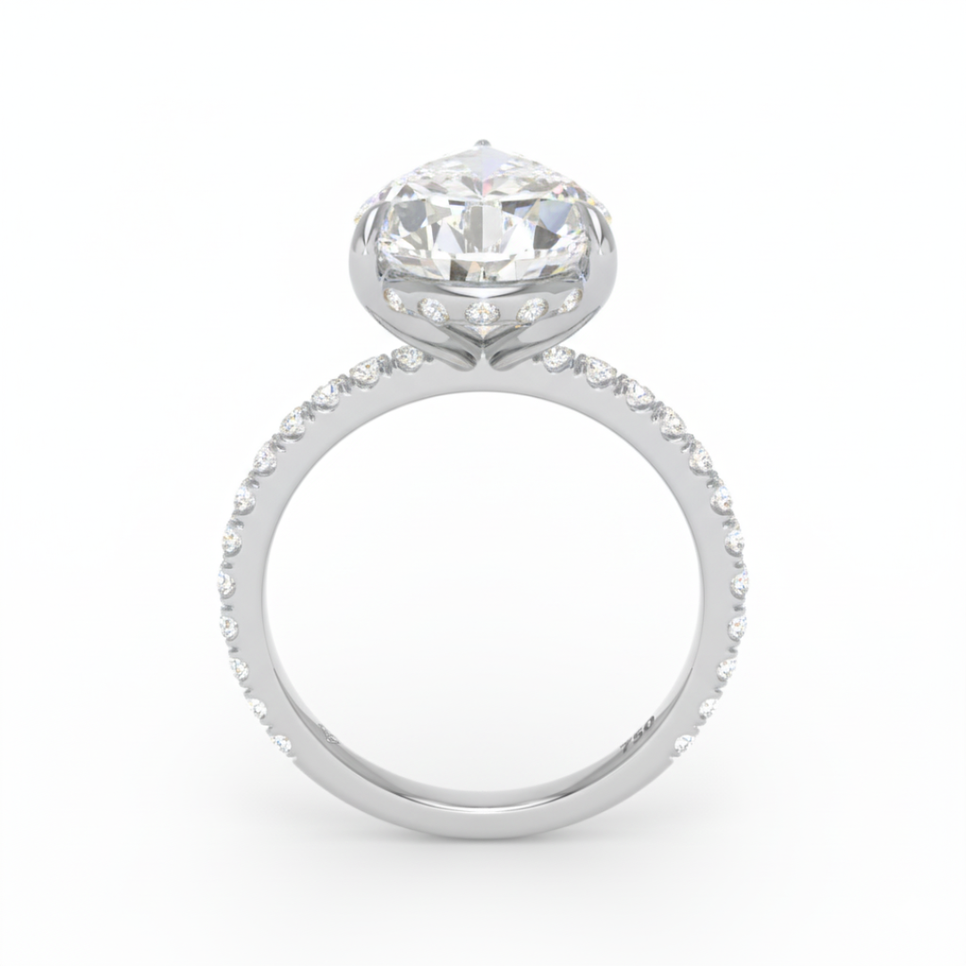 Chloé Pear Cut Diamond Engagement Ring with Diamond Hidden Halo and Diamond Band