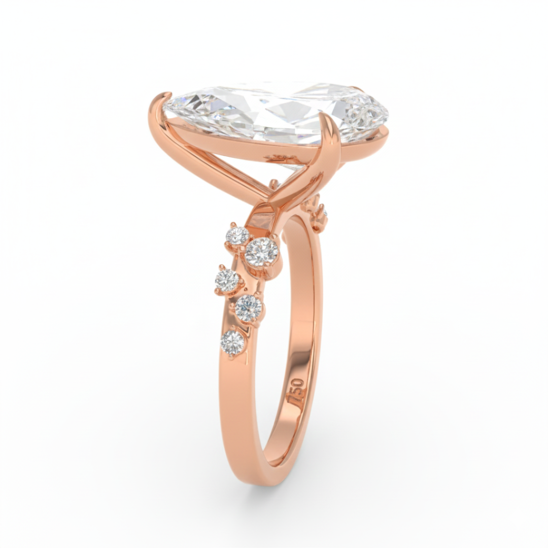 Layla Pear Cut Diamond Engagement Ring With Diamond Accent Band