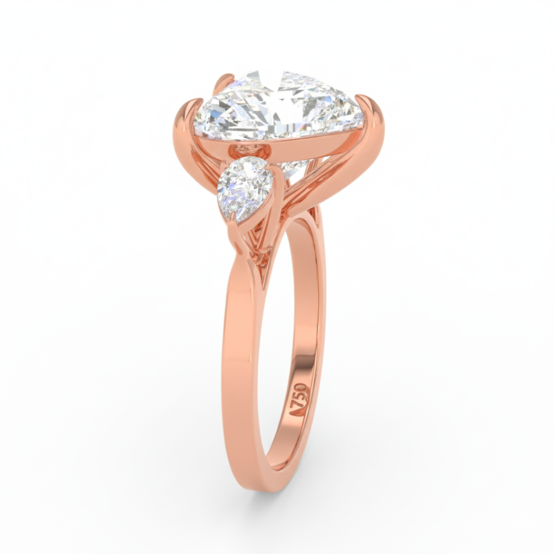 Sofia Heart Cut Diamond Engagement Ring With A Pear Cut Side Diamonds