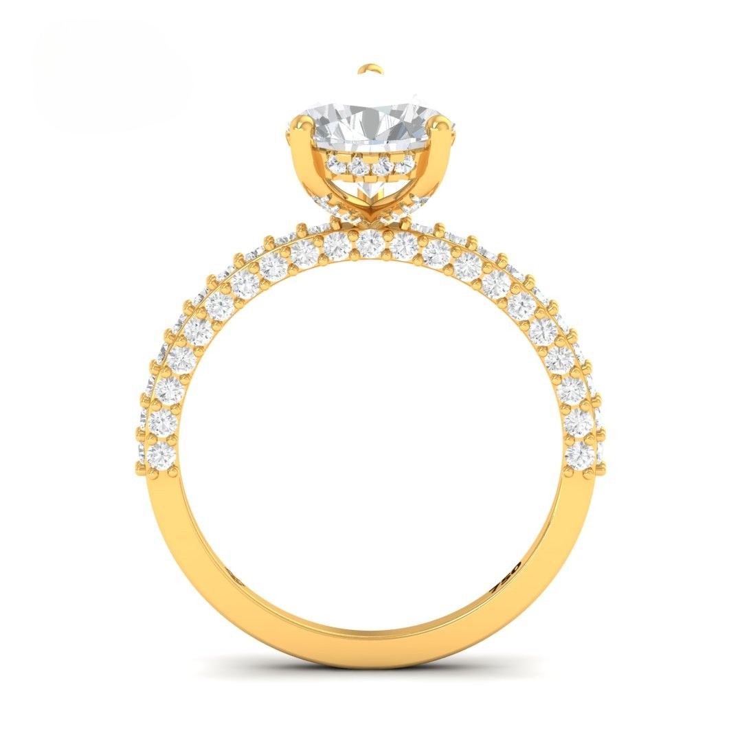 Mia Pear Cut Diamond Engagement Ring With Diamond Hidden Halo And 3D Diamond Band
