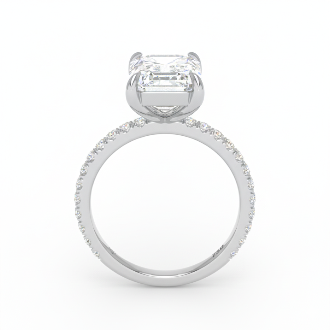 Abigail Emerald With Diamond Band Engagement Ring