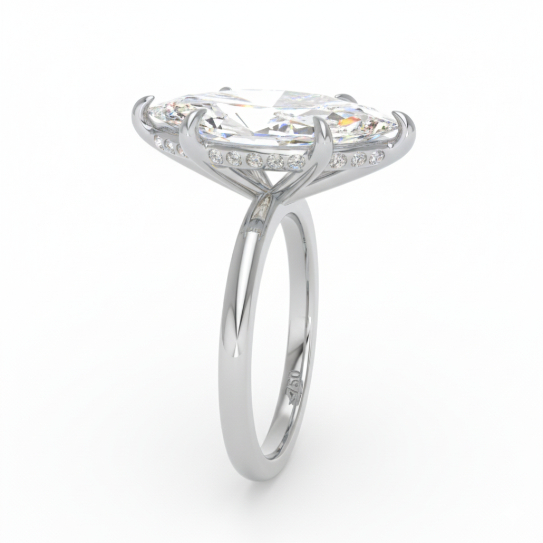 Léa Marquise Cut Diamond With Hidden Halo Engagement Ring