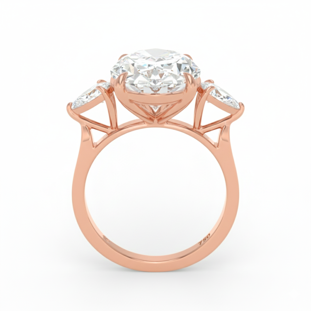 Sofia Oval Cut Diamond Engagement Ring With A Pear Cut Side Diamonds