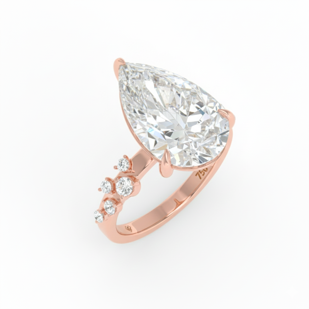 Layla Pear Cut Diamond Engagement Ring With Diamond Accent Band