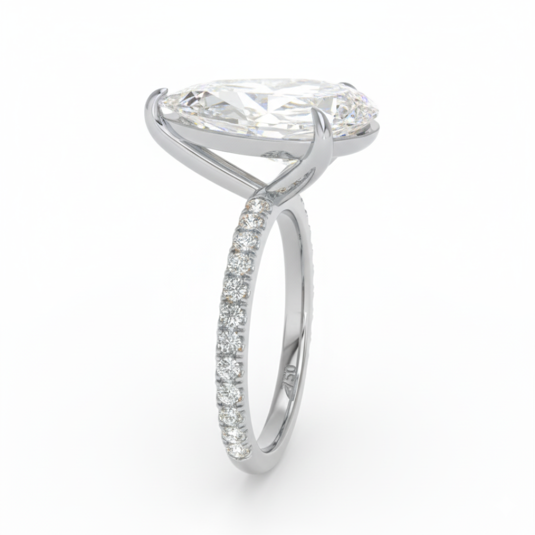 Abigail Pear With Diamond Band Engagement Ring