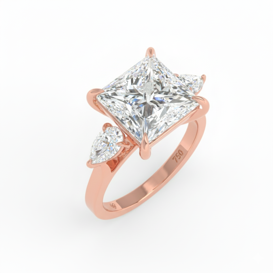 Sofia Princess Cut Diamond Engagement Ring With A Pear sides