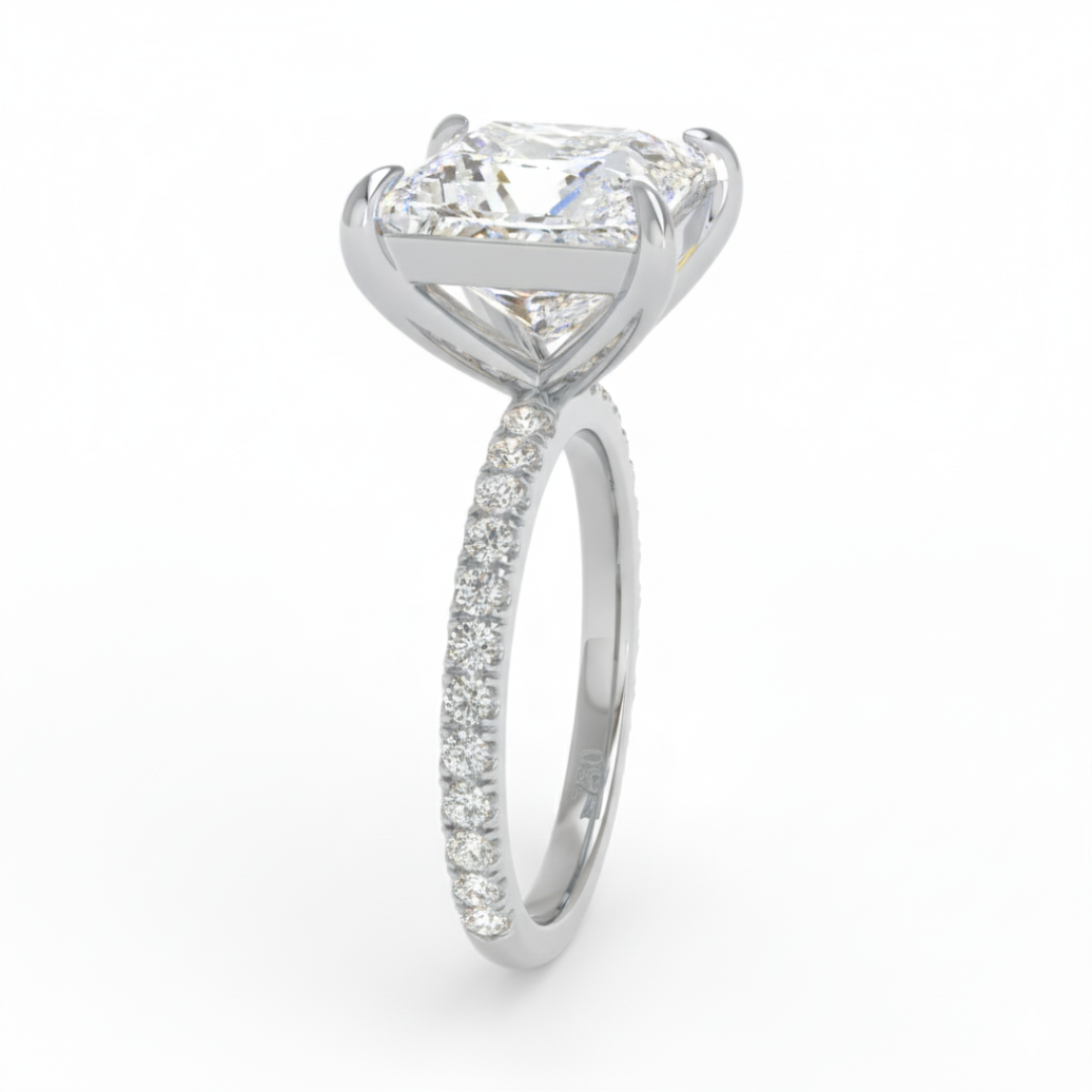 Abigail Princess With Diamond Band Engagement Ring