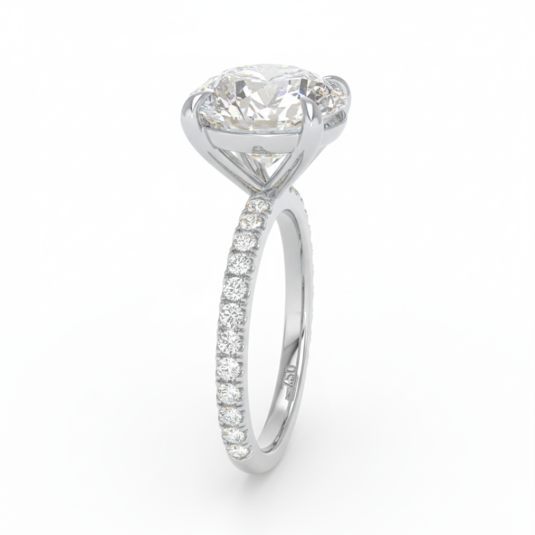 Abigail Round With Diamond Band Engagement Ring