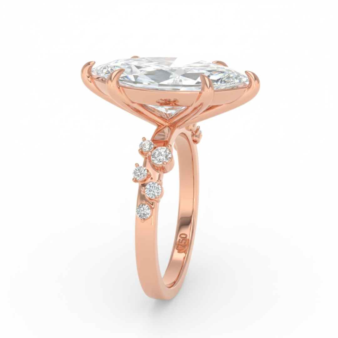 Layla Marquise Cut Diamond Engagement Ring With Accent Band