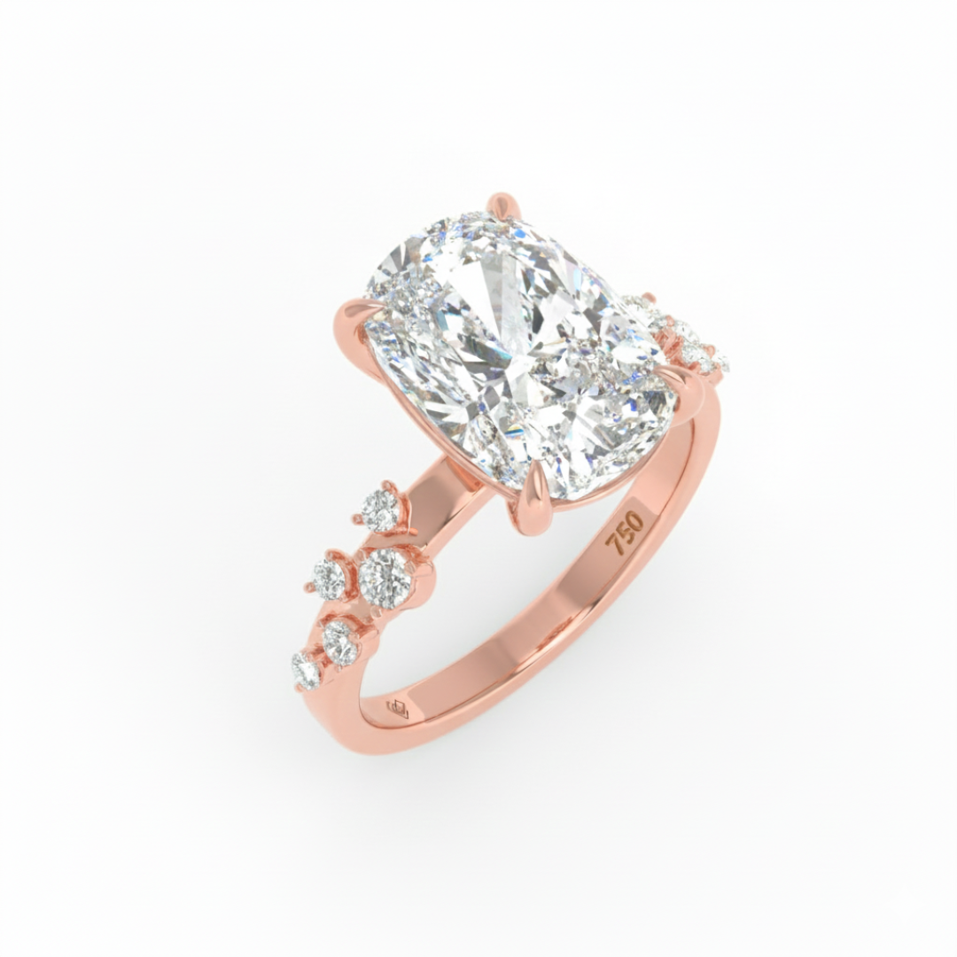 Layla Cushion Diamond Engagement Ring With Diamond Accent Band