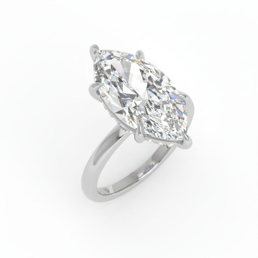 Léa Marquise Cut Diamond With Hidden Halo Engagement Ring