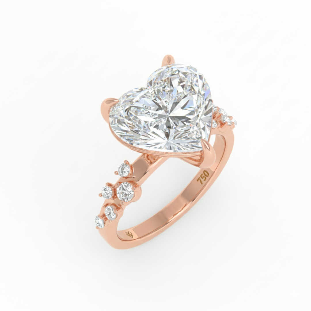 Layla Heart Cut Diamond Engagement Ring with Diamond Accent Band