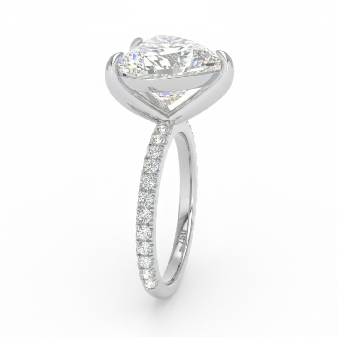 Abigail Heart With Diamond Band Engagement Ring
