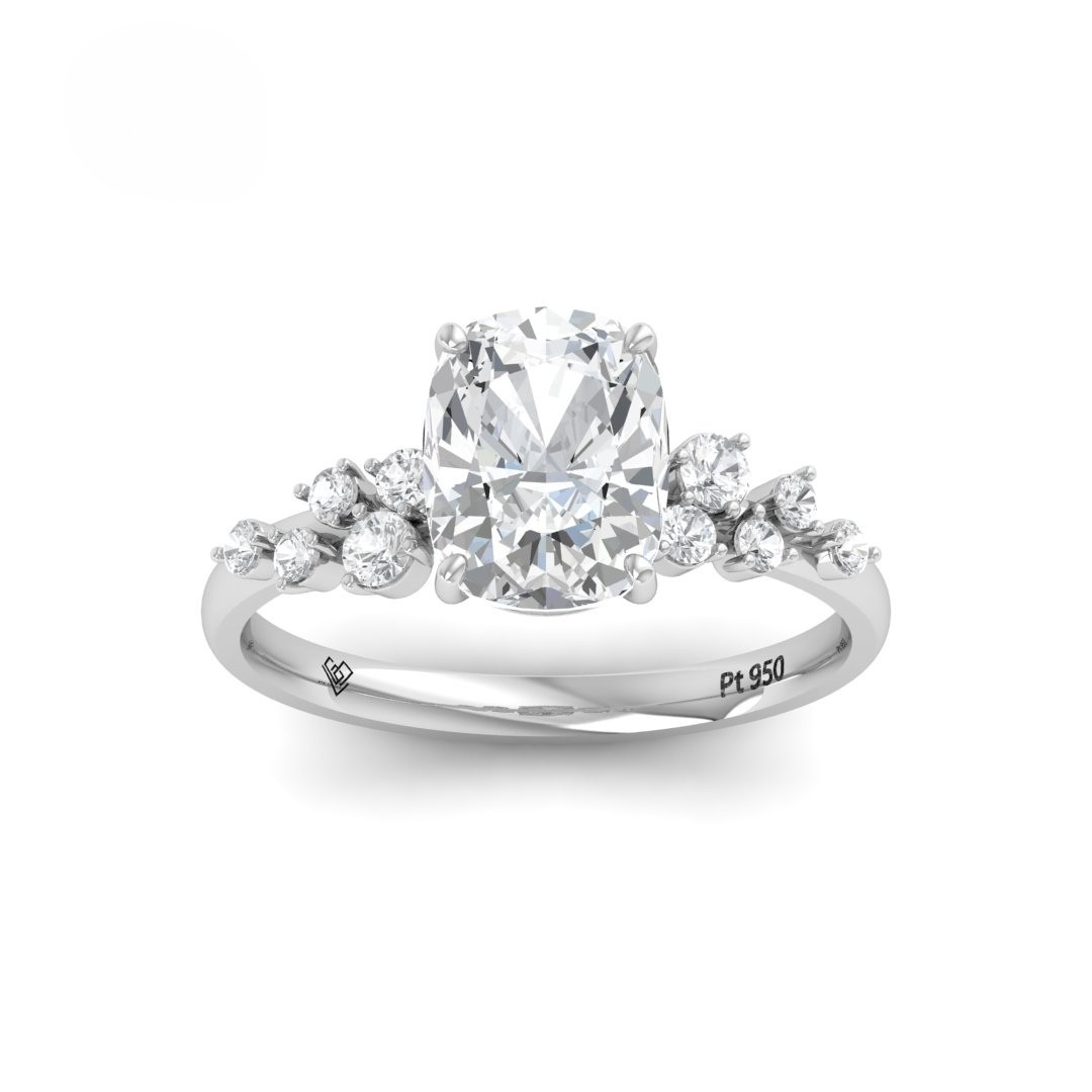 Layla Cushion Diamond Engagement Ring With Diamond Accent Band