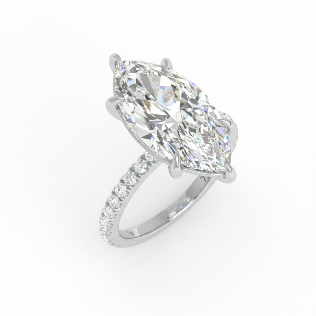 Abigail Marquise With Diamond Band Engagement Ring