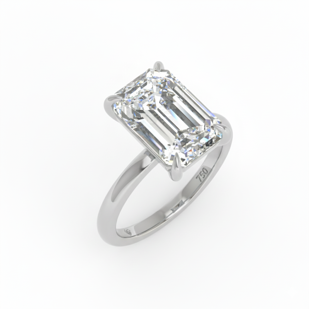 Noémie Solitaire Emerald Cut With Diamond Engagement Ring