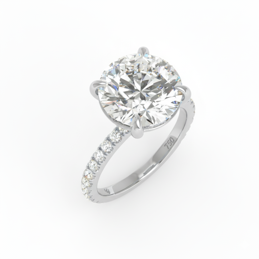Abigail Round With Diamond Band Engagement Ring