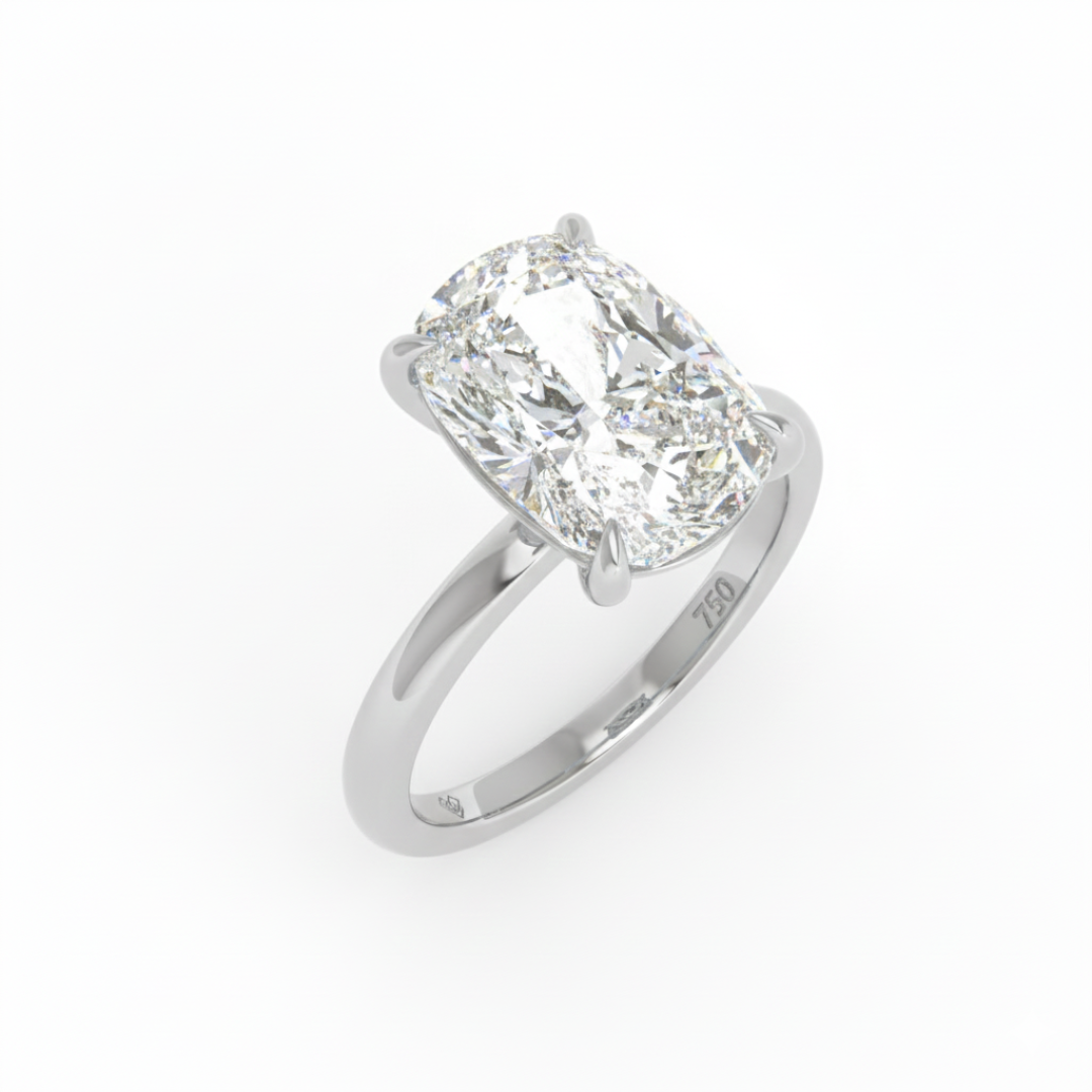 Noémie Solitaire Cushion Cut With Diamond Engagement Ring
