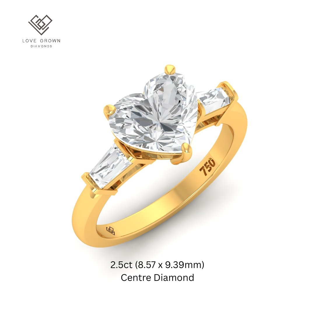 Mary Heart Cut Diamond Engagement Ring with Tapering Baguettes Cut Side Diamonds