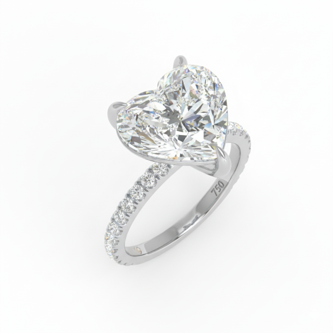 Abigail Heart With Diamond Band Engagement Ring