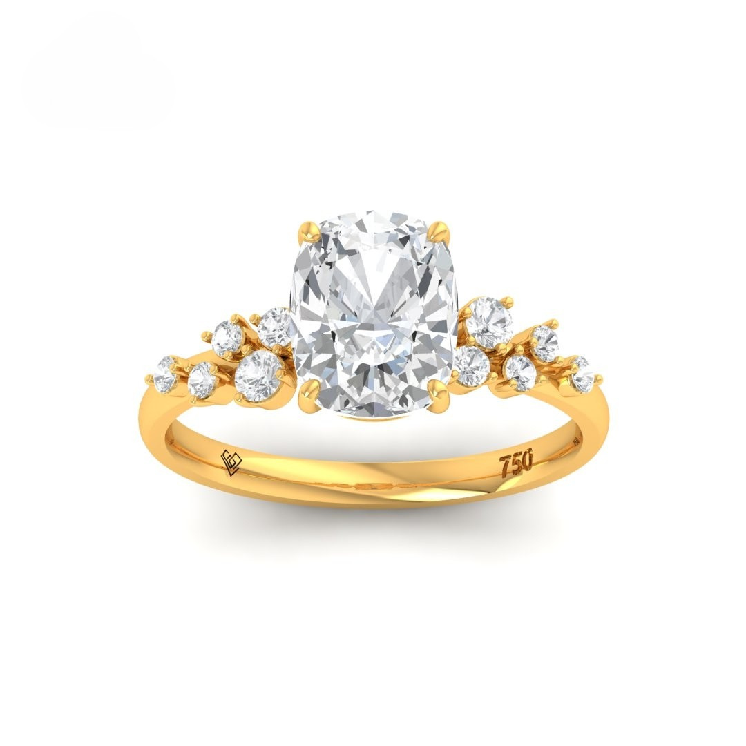 Layla Cushion Diamond Engagement Ring With Diamond Accent Band