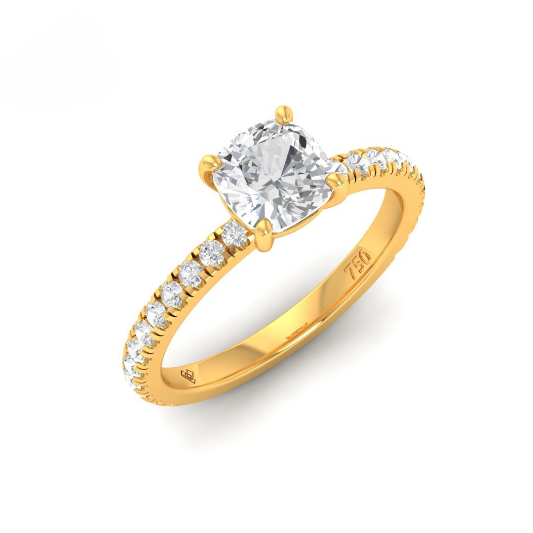 Abigail Cushion With Diamond Band Engagement Ring