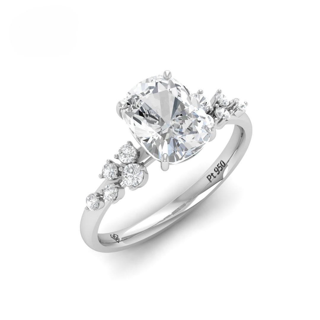 Layla Cushion Diamond Engagement Ring With Diamond Accent Band