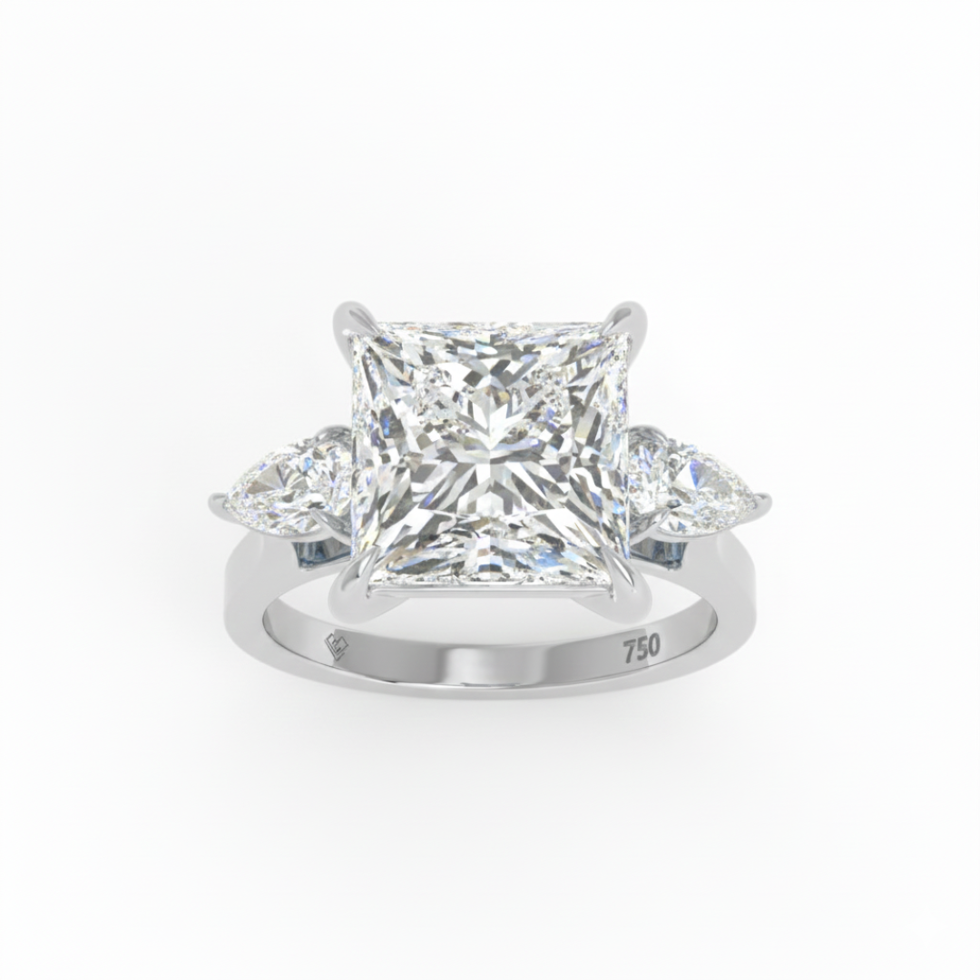 Sofia Princess Cut Diamond Engagement Ring With A Pear sides