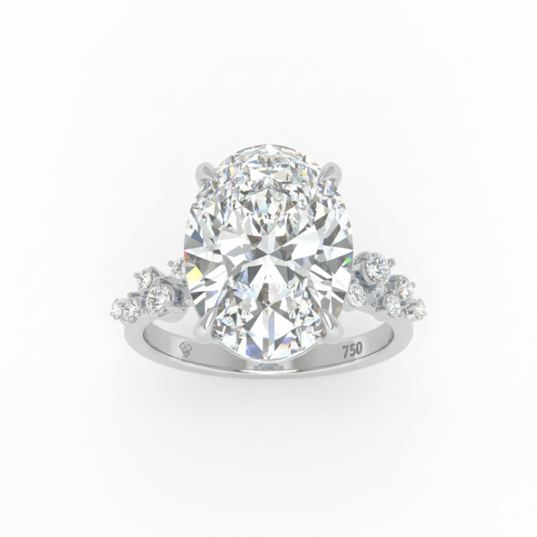 Layla Oval Cut Diamond Engagement Ring With Diamond Accent Band