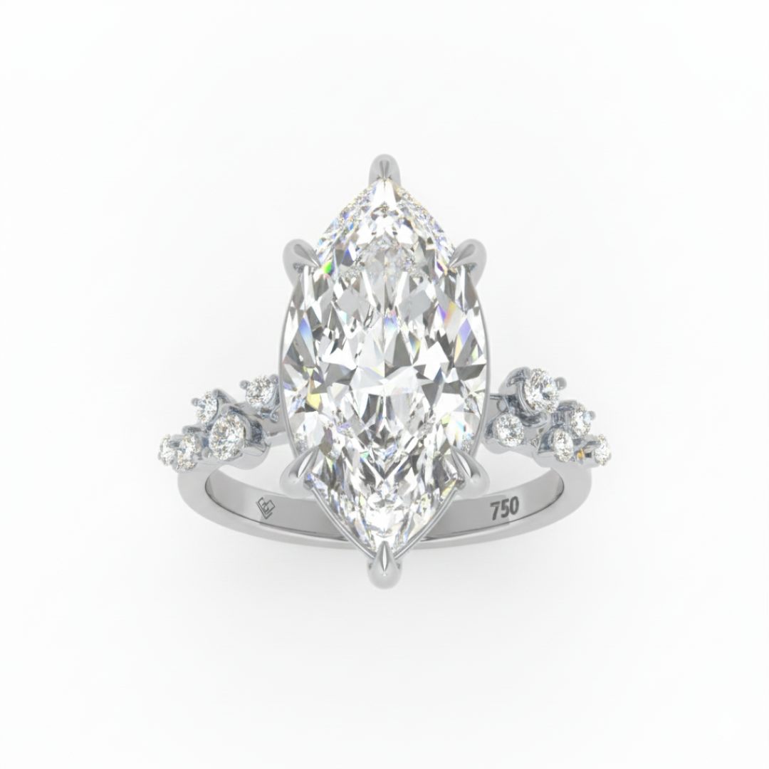 Layla Marquise Cut Diamond Engagement Ring With Accent Band